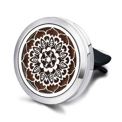 Floral Mandala Aromatherapy Essential Oil Car Diffuser - Silver 30mm - Mothers Day Gift Idea