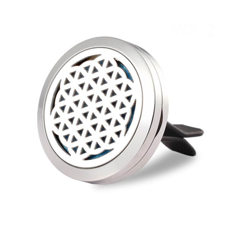 Flower of Life Aromatherapy Essential Oil Car Diffuser - Silver 30mm - Mothers Day Gift Idea