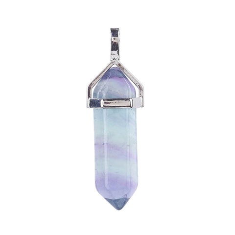 Fluorite Double Point Pendant - Free Chain - Protection, Cleansing and Intuition