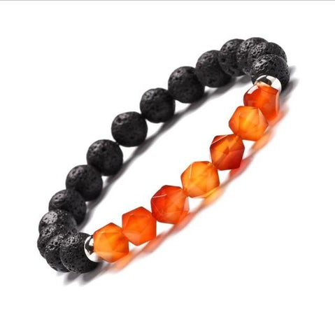 Carnelian Geometric Crystal, Gemstone and Lava Stone Aromatherapy Essential Oil Diffuser Bracelets - April Birthday Gift Idea