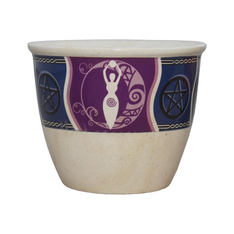 Ceramic Smudge Bowl - Goddess Moon and Pentacle