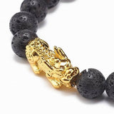 PiXiu and Lava Stone Aromatherapy Diffuser Bracelet 8mm Unisex - Feng Shui - Abundance, Wealth and Protection