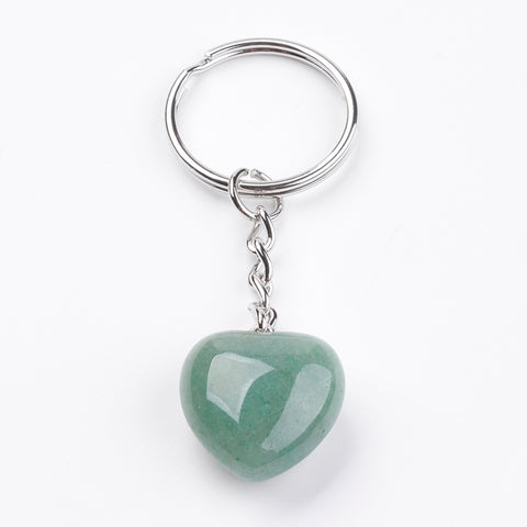 Green Aventurine Crystal Gemstone Key Chain - Comfort, Luck, Healing and Love - Crystal Healing