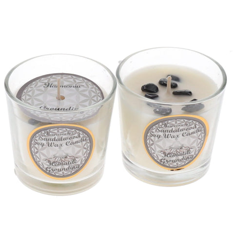 GROUNDING Crystal Scented Votive Candle - Hematite and Sandalwood