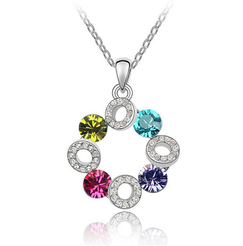 Swarovski Crystal Elements Necklace - Happiness Sky Wheel- 18k White Gold Plate - Gift Idea