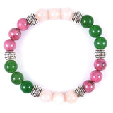 Heart Chakra Balancing Healing Crystal Gemstone Bracelet - Handcrafted 8mm - Green Aventurine, Pink Rhodonite, and Rose Quartz