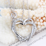 Swarovski Crystal Elements - Two Hearts Entwined Necklace - White Gold - Christmas Gift Idea