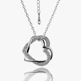 Swarovski Crystal Elements - Two Hearts Entwined Necklace - White Gold - Christmas Gift Idea