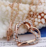Swarovski Crystal Elements - Two Hearts Entwined Necklace - Rose Gold - Christmas Gift Idea