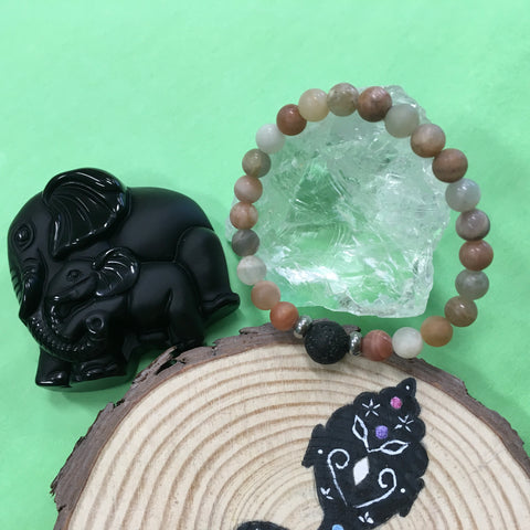 Kid's Multi Coloured Sunstone and Lava Stone Aroma Diffuser Bracelet - Joy, Vitality and Empowerment - The Holistic Shop in Wagga Wagga