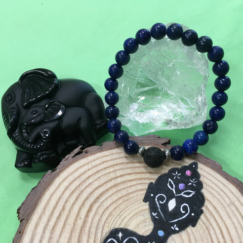 Kid's Lapis Lazuli and Lava Stone Aroma Diffuser Bracelet - Communication, Intuition and Inner Power - The Holistic Shop in Wagga Wagga