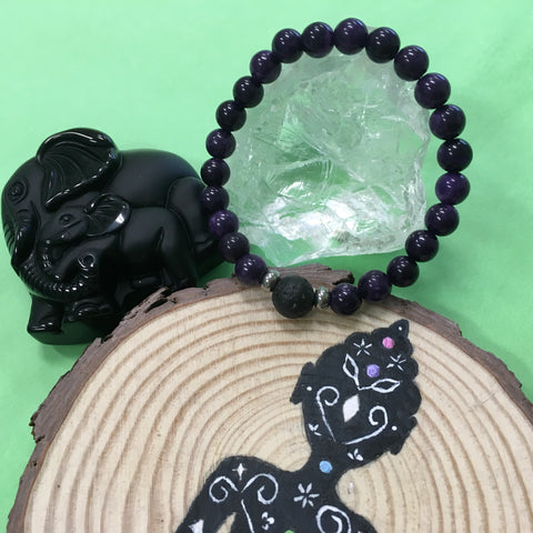 Kid's Charoite and Lava Stone Aroma Diffuser Bracelet - Transformation, Insight and Spirituality - The Holistic Shop in Wagga Wagga