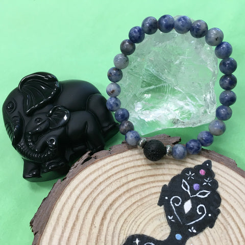 Kid's Sodalite and Lava Stone Aroma Diffuser Bracelet - Intuition, Focuses Energy and Guidance - The Holistic Shop in Wagga Wagga