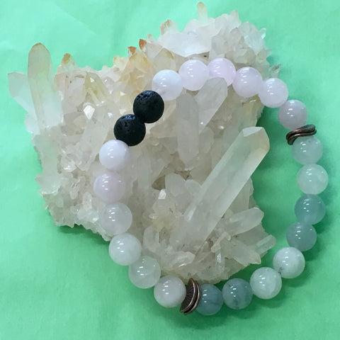 LOVE Aromatherapy Diffuser Bracelet - Rose Quartz, Morganite and Rainbow Moonstone - The Holistic Shop in Wagga Wagga