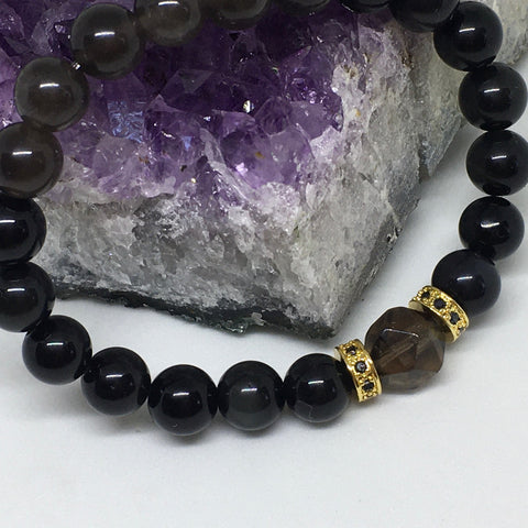 Black obsidian 6mm bead bracelet – Bewitchery Store