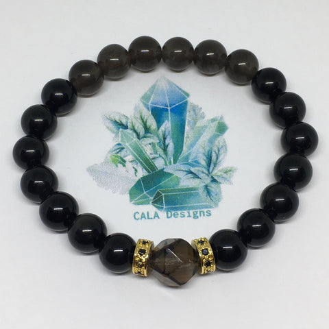 Buy Divine Magic Black Obsidian Peridot Healing Crystal Stone Gemstone  Jewellery Bracelet for Women Men Stylish Think in Black Series at Amazon.in
