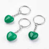 Jade Gemstone Crystal Puff Heart Key Chain - Luck, Harmony and Balance - Crystal Healing