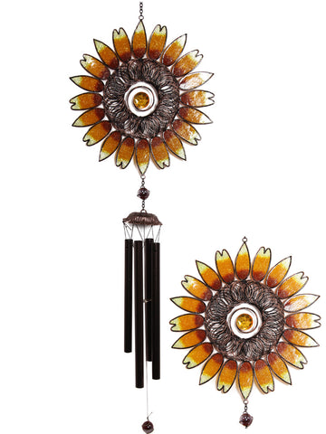 Sunflower Wind Chime - Metal Tubes - Feng Shui - Home Decor - 100 cm - Mothers Day Gift Idea