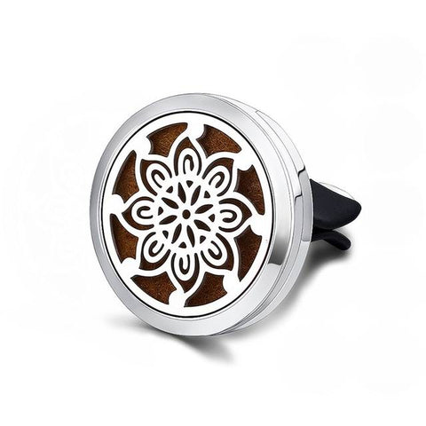 Kaleidoscope Design Aromatherapy Essential Oil Car Diffuser - Silver 30mm - Mothers Day Gift Idea