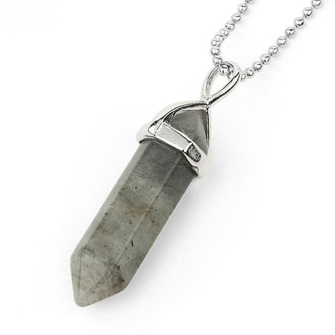 Labradorite-Double-Point-Necklace-FREE-Stainless Steel Chain
