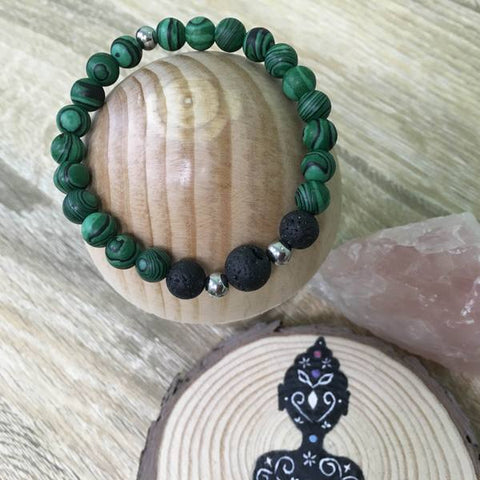 Malachite and Lava Stone Aromatherapy Diffuser Bracelet
