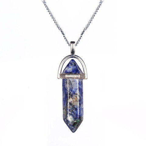 Lapis Lazuli Double Point Pendant - Free Chain - Communication, Inner Power and Intuition