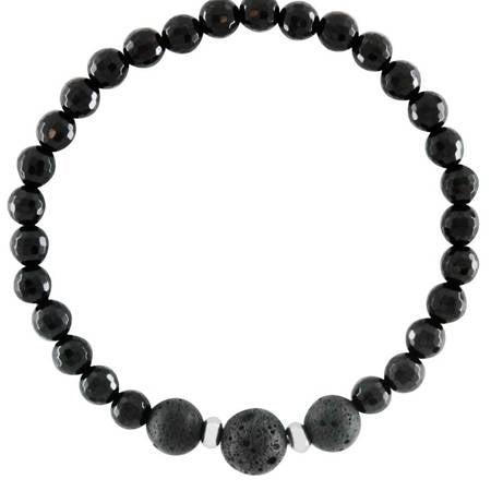 Mens Black Onyx and Lava Stone Aromatherapy Diffuser Bracelet - Protection, Release and Calming - Gift Idea
