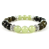 Menstrual Cramps Support Healing Crystal Gemstone Bracelet - Handcrafted - Infinite Stone, Jet, and Labradorite 8mm