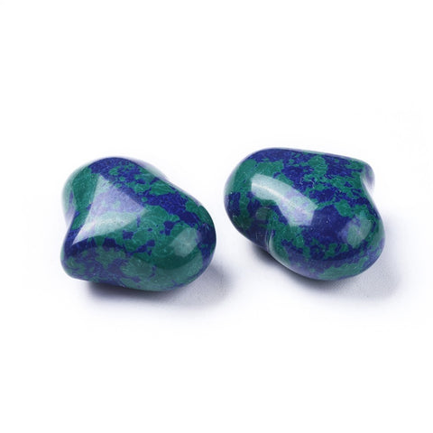 Natural Chrysocolla and Lapis Lazuli Puff Heart 25mm - Self Expression -  Healing Crystal - Gift Idea