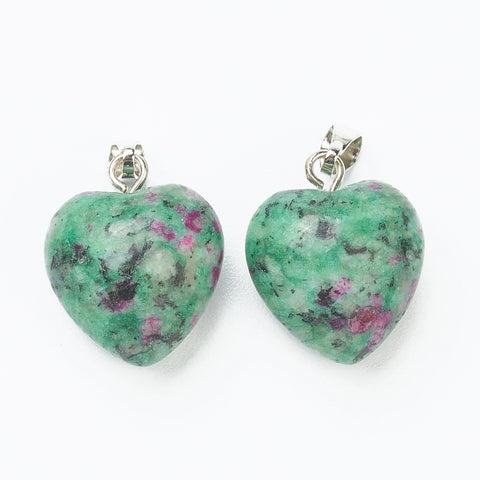 Ruby in Zoisite Puff Heart Pendant - Happiness, Joy, Self Confidence and Self Love  - Crystal Healing