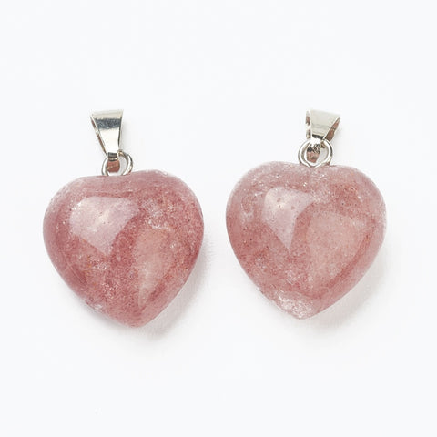 Strawberry Quartz Heart Pendant - Amplifies Intentions, Insight, Love and Understanding - Healing Crystal - Gift Idea