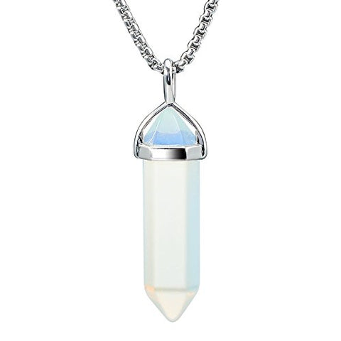 Opalite-Double-Point-Necklace-FREE-Stainless Steel Chain