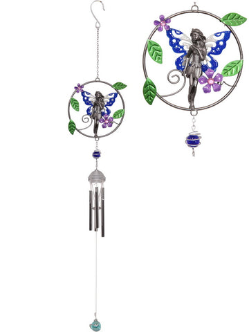 Fairy Ring Pewter Wind Chime - Metal Tubes - Feng Shui - Home Decor - 82cm