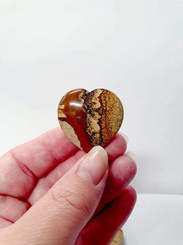 Picture Jasper Heart 30mm- Knowledge, Grounding and Harmony - Crystal Healing