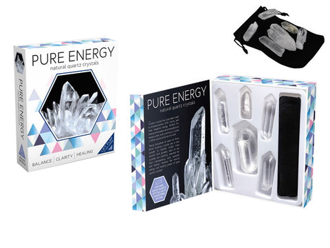 Pure Energy Clear Crystal Quartz Wands - Gift Set - Gemstones for Spiritual Wellness - Christmas Gift idea