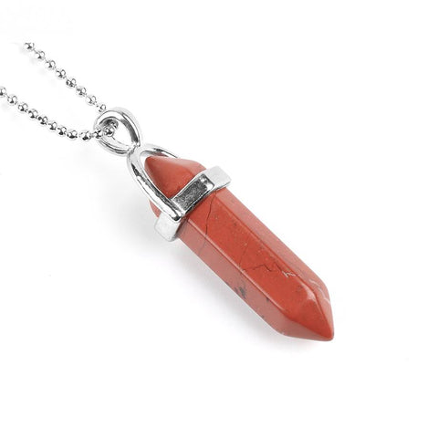 Red-Jasper-Double-Point-Necklace-FREE-Stainless Steel Chain