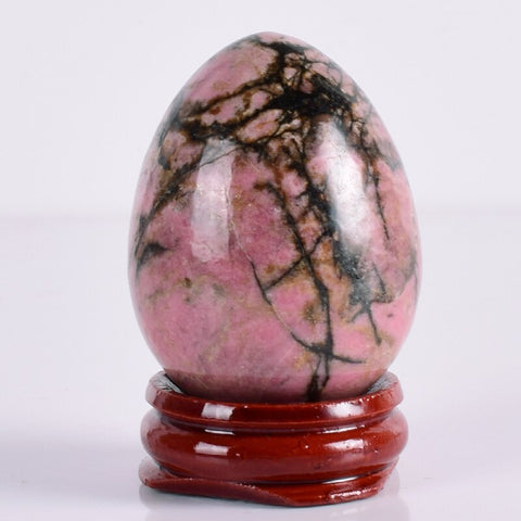 Rhodonite Crystal Gemstone Egg 50mm - Love of Self/Others, Vitality and Support - Crystal Healing - Easter Gift Idea