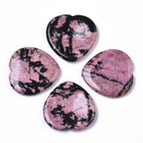 Rhodonite Heart Shaped Thumb Worry Stone 40mm - Love of Self/Others, Vitality and Support- Healing Crystal - Gift Idea
