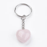 Rose Quartz Puff Heart Key Chain - Love, Friendship and Partnership - Gift Idea