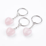 Rose Quartz Puff Heart Key Chain - Love, Friendship, Partnership - Crystal Healing - Gift Idea
