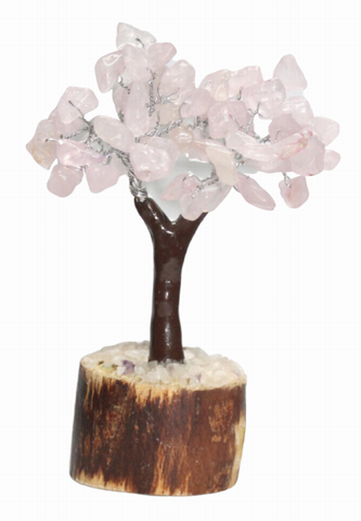 Rose Quartz Gemstone Tree - SMALL - Brown Base - Crystal Healing - the stone of unconditional LOVE