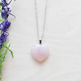 Rose Quartz Heart Necklace - the stone of unconditional LOVE - Mothers Day Gift Idea
