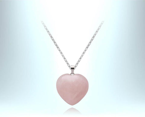 Rose Quartz Heart Necklace - the stone of unconditional LOVE - Mothers Day Gift Idea