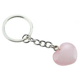 Rose Quartz Puff Heart Key Chain - Love, Friendship, Partnership - Crystal Healing - Gift Idea