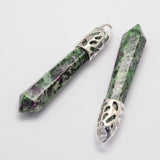 Ruby in Zoisite Point Pendants - Free Chain - Happiness, Joy, Self Confidence and Self Love  - Crystal Healing
