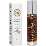 Pure Essential Oil Roller Bottle 10ml with TIGERS EYE Crystal Gemstones -  infused with 24k Gold Flakes