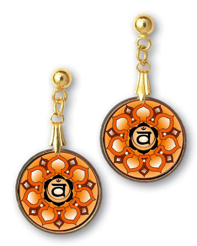 Sacral Chakra Sanskrit Mandala Earrings - Handcrafted