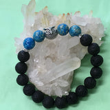 Sea Sediment Jasper, Owl and Lava Aromatherapy  Essential Oil Diffuser Bracelet - Protection and Stability