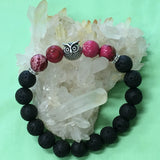 Sea Sediment Jasper, Owl and Lava Aromatherapy  Essential Oil Diffuser Bracelet - Protection and Stability