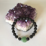 Natural Gemstone Heart Green Aventurine and Lava Stone Bracelet - Handcrafted - The Holistic Shop Online